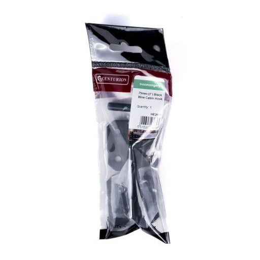 Centurion Wire Cabin Hooks, Epoxy Black, 75mm - Pack of 5