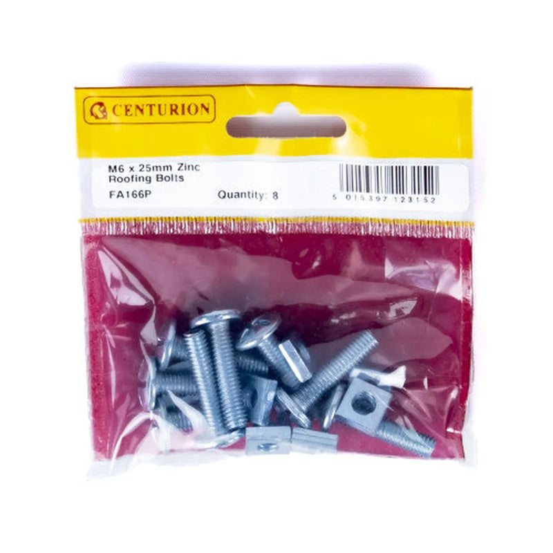 Centurion M6 x 25mm ZP Roofing Bolts  (Pack of 8) - Pack of 5