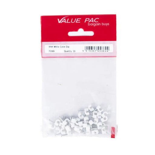 Centurion 4mm White Cable Clip - Pack of 10