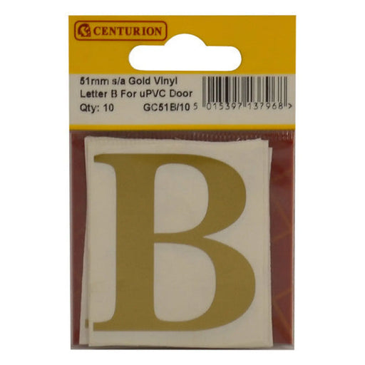 Centurion 51mm Gold Traditional Oldstyle Font Vinyl Letter B (Pack of 10) - Min Order 2