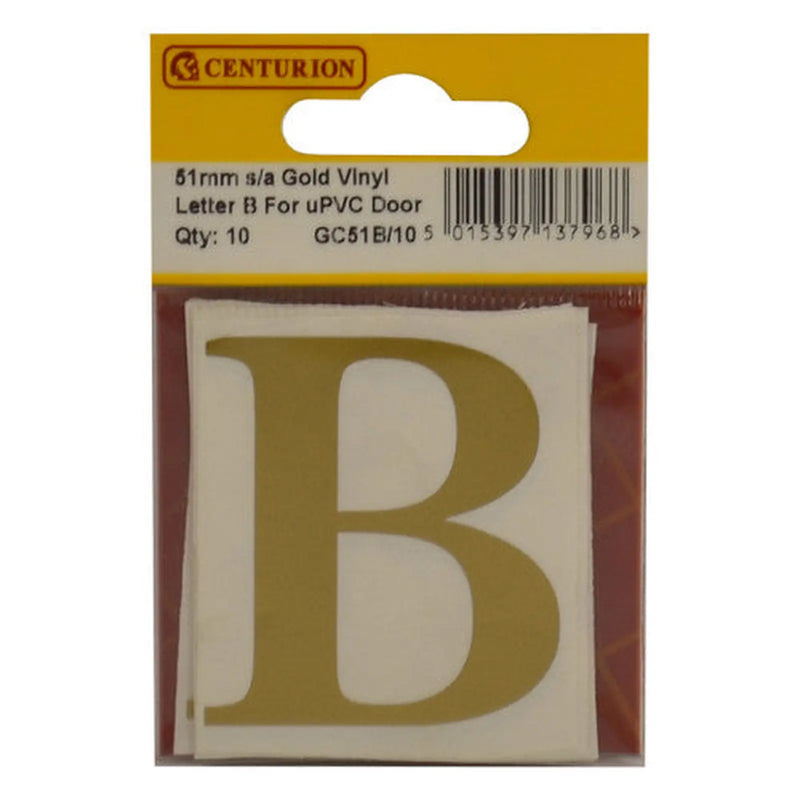 Centurion 51mm Gold Traditional Oldstyle Font Vinyl Letter B (Pack of 10) - Min Order 2