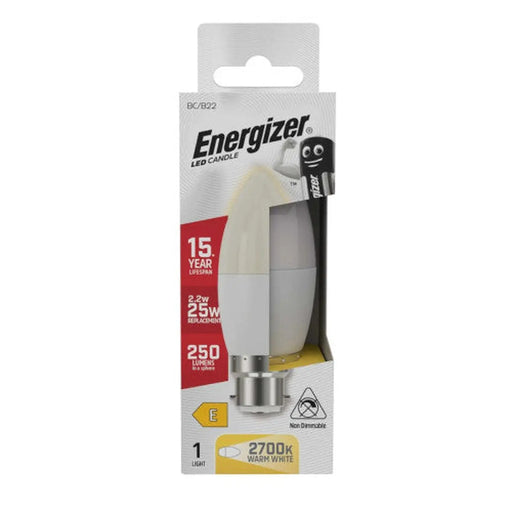 Centurion Energizer - LED Bulb - Candle 2.2W 250LM Opal B22 Warm White - Pack of 12