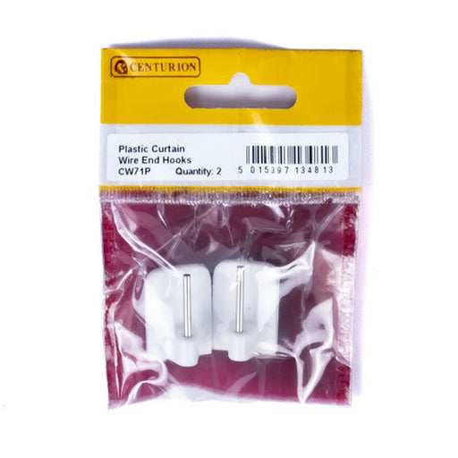 Centurion White Plastic Curtain Wire End Hooks (Pack of 2) - Pack of 5
