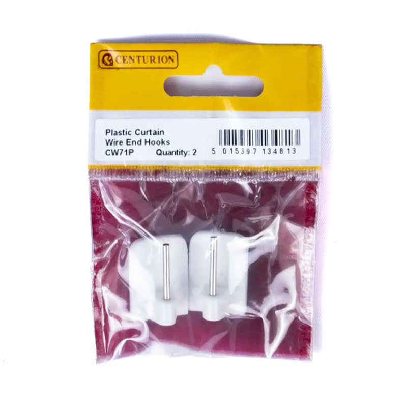 Centurion White Plastic Curtain Wire End Hooks (Pack of 2) - Pack of 5