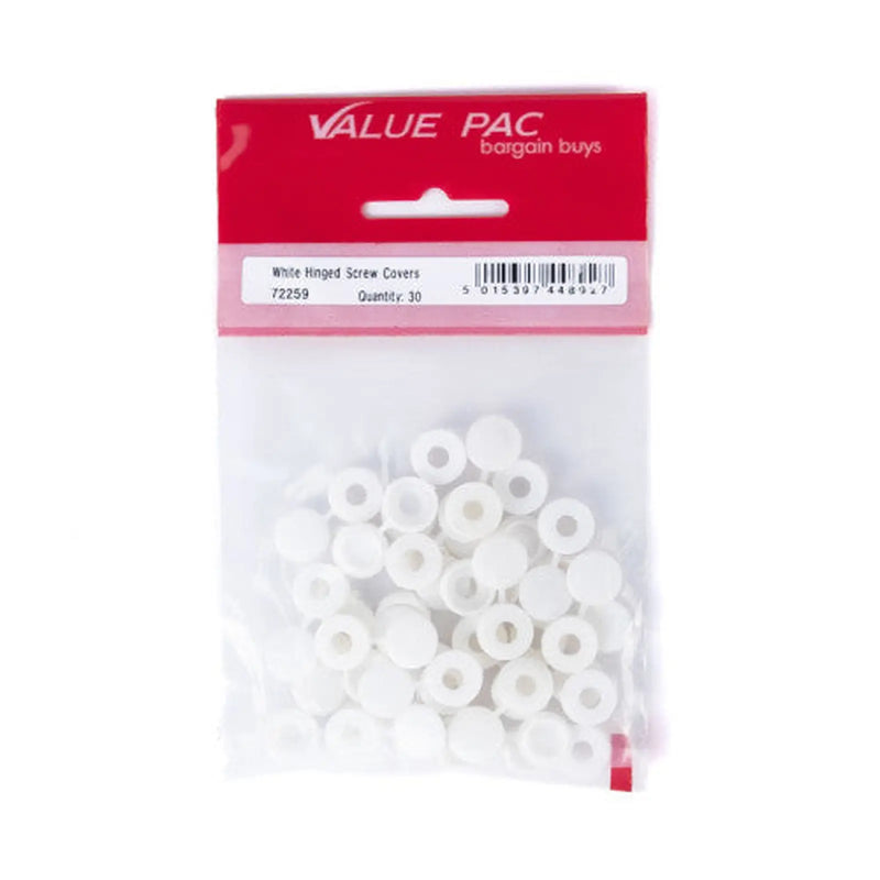 Centurion White Hinged Screw Covers (Pack of 30) - Pack of 10
