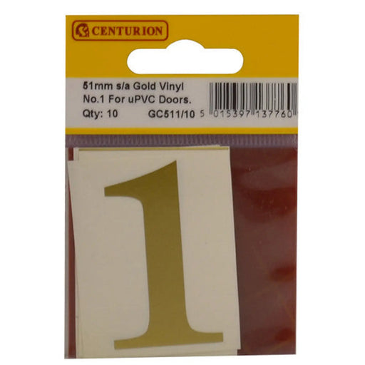 Centurion 51mm Gold Traditional Oldstyle Font Vinyl Number 1 (Pack of 10) - Min Order 2