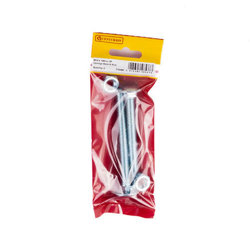 Centurion M10 x 100mm ZP Small Carriage Bolts & Nuts (Pack of 2) - Pack of 5