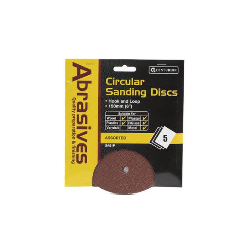 Centurion Abrasives Hook and Loop Circular Sanding Discs 150mm (Pack of 5)