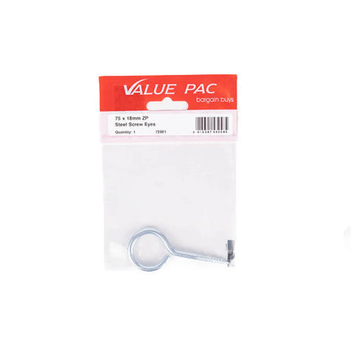 Centurion 75 x 7.3mm ZP Steel Screw Eyes - Pack of 10