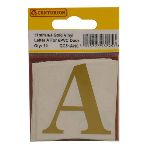 Centurion 51mm Gold Traditional Oldstyle Font Vinyl Letter A (Pack of 10) - Min Order 2