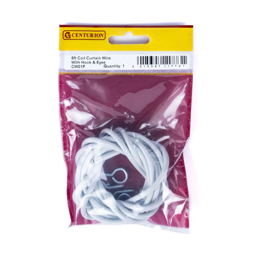 Centurion 6' Coil Curtain Wire (With Hooks & Eyes) - Pack of 5