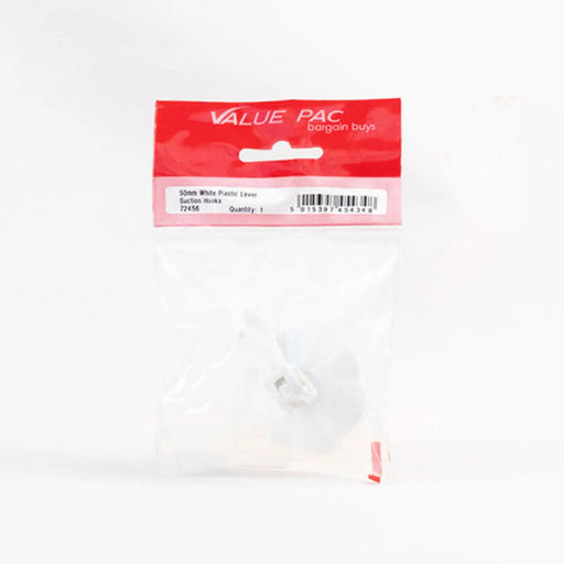 Centurion 50mm White Plastic Lever Suction Hooks - Pack of 10