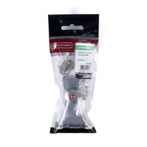 Centurion Cylinder Locking Hasp, Chrome Plated, 75mm - Pack of 3