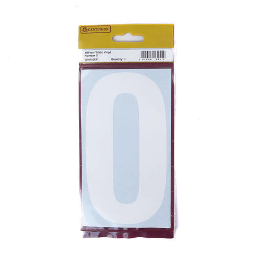 Centurion 150mm White Self Adhesive Vinyl Number 0 - Pack of 5