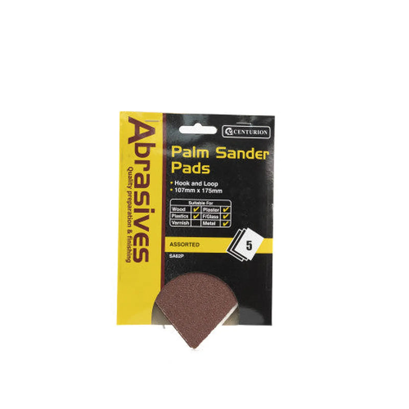 Centurion Assorted Hook & Loop Palm Sander Pads w/hole - 107mm x 175mm - (5 pack)