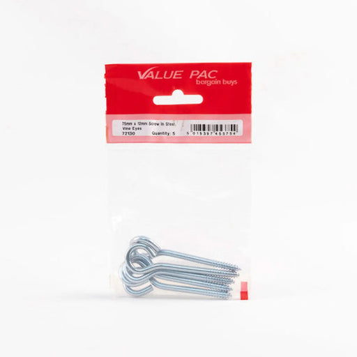 Centurion 75mm x 12mm Screw In Steel Vine Eyes - Pack of 10