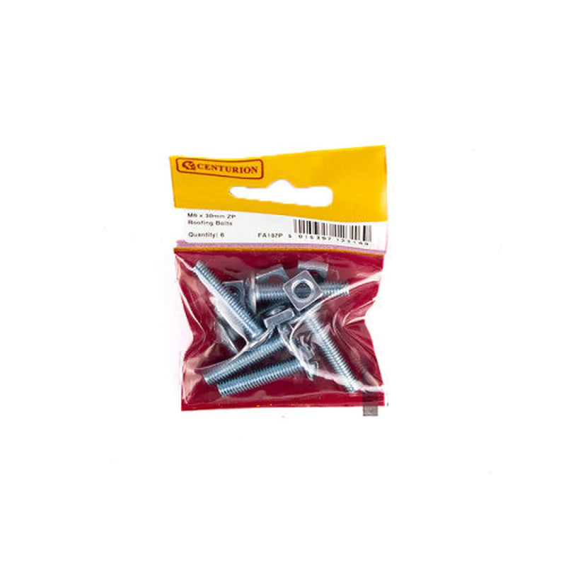 Centurion M6 x 30mm ZP Roofing Bolts  (Pack of 6) - Pack of 5