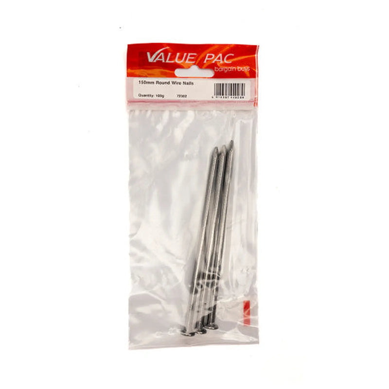 Centurion 150mm Round Wire Nails - (100g Pack) - Pack of 10