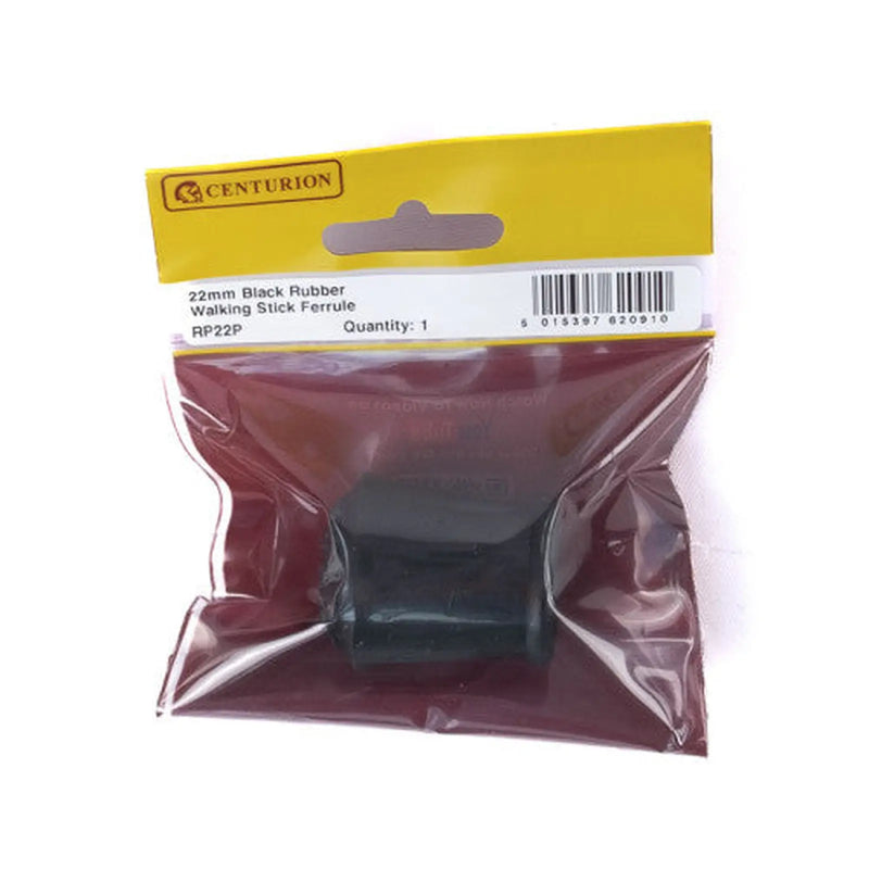 Centurion 22mm Black Rubber Walking Stick Ferrules - Pack of 5