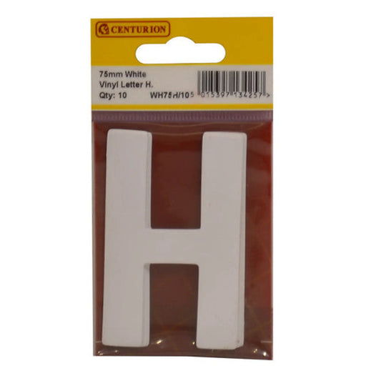 Centurion 75mm White Helvetica Bold Condensed Style Vinyl Letter H (Pack of 10) - Min Order 2