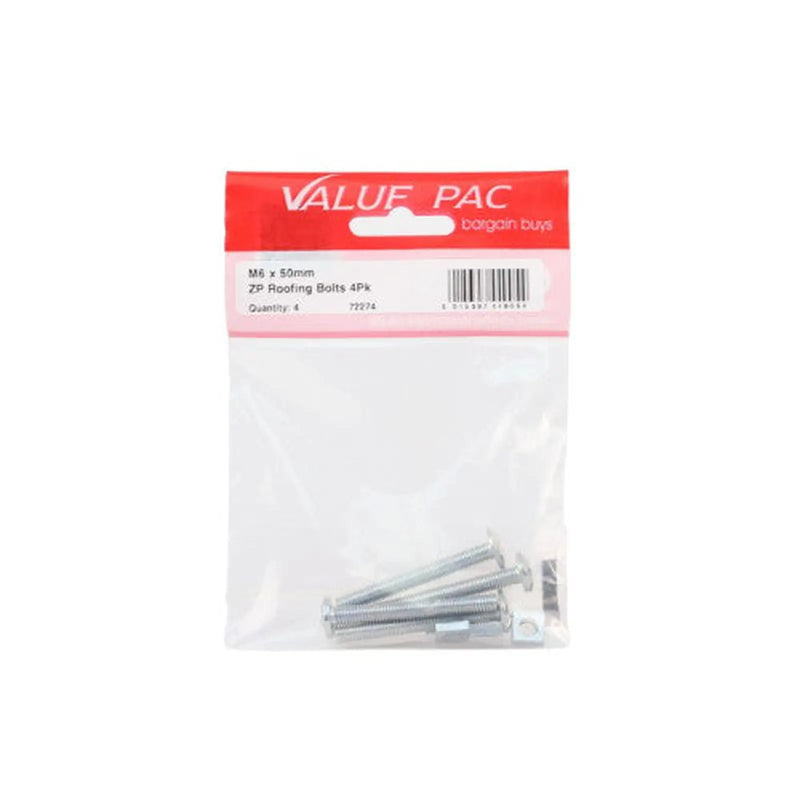 Centurion M6 x 50mm ZP Roofing Bolts (Pack of 4) - Pack of 10