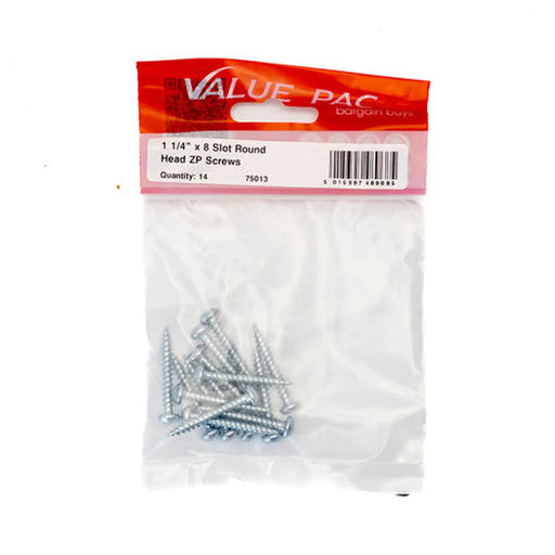 Centurion 1 1/4" x 8 Pozi ZP Round Head Woodscrews  (Pack of 14) - Pack of 10