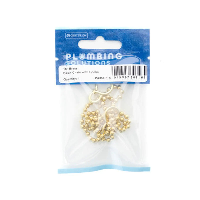 Centurion 18" Basin Chain With Hooks - Brass - Pack of 5