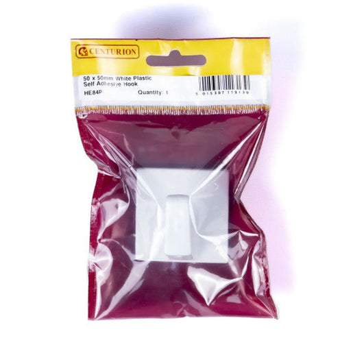 Centurion 50mm x 50mm Plastic Self Adhesive Hook - Pack of 5