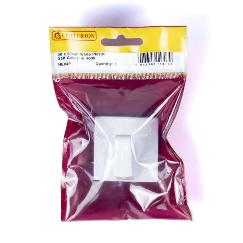Centurion 50mm x 50mm Plastic Self Adhesive Hook - Pack of 5