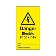 Centurion 'Danger Electric Shock Risk' Lockout Tag (Single Sided, 10 Pack)