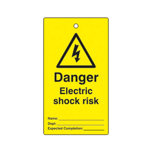 Centurion 'Danger Electric Shock Risk' Lockout Tag (Single Sided, 10 Pack)