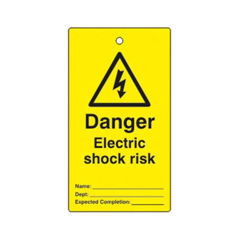 Centurion 'Danger Electric Shock Risk' Lockout Tag (Single Sided, 10 Pack)