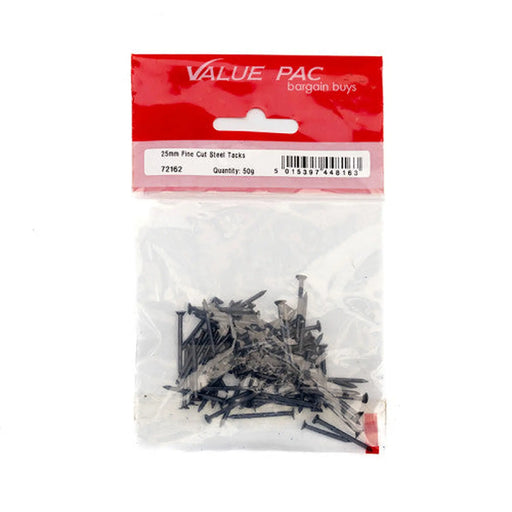 Centurion 25mm Fine Cut Steel Tacks - (50g Pack) - Pack of 10