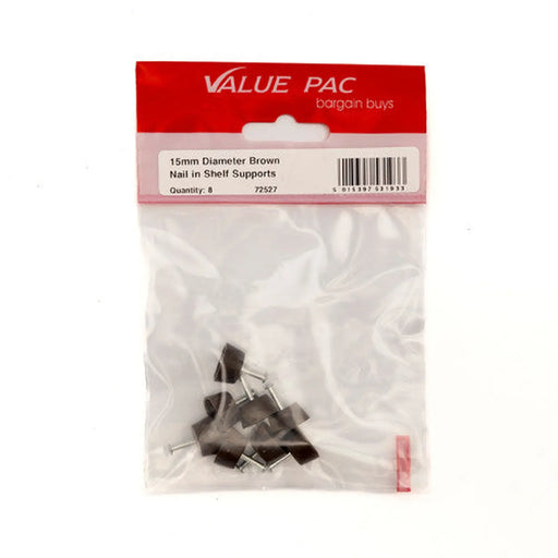 Centurion 15mm Diameter Brown Nail In Shelf Supports (Pack of 8) - Pack of 10