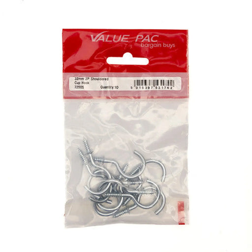 Centurion 32mm ZP Shouldered Cup Hooks (Pack of 10)