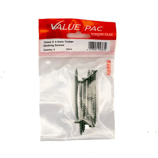 Centurion 75mm x 4.5mm Timber Decking Screws (Pack of 6) - Pack of 10