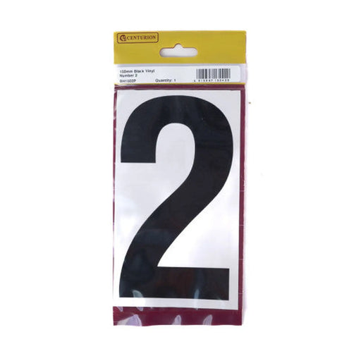 Centurion 150mm Black Self Adhesive Vinyl Number 2 - Pack of 5