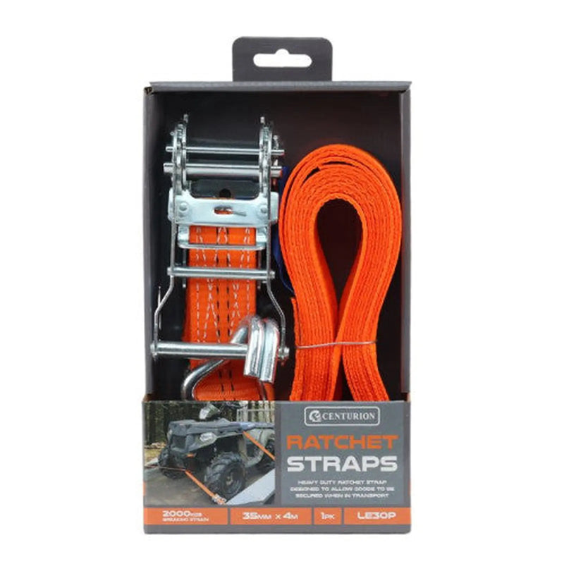 Centurion Ratchet Strap - 2000kg Breaking Strength - 4m Length - 35mm - Pack of 8