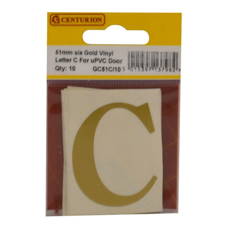 Centurion 51mm Gold Traditional Oldstyle Font Vinyl Letter C (Pack of 10) - Min Order 2