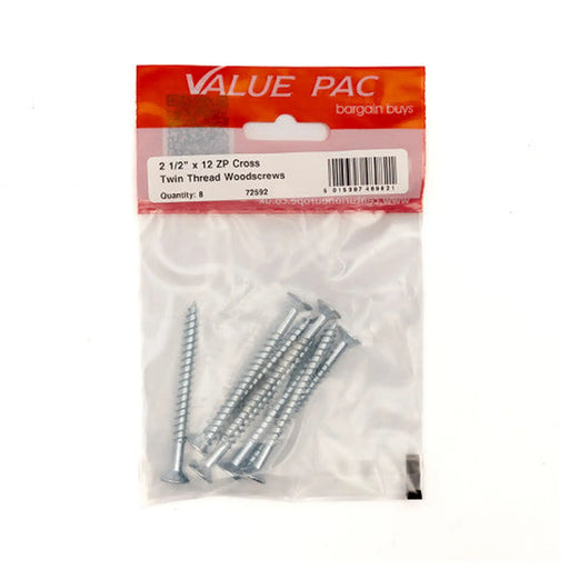 Centurion 2 1/2" x 12 Pozi CSK ZP Twin Screws 8pk - Pack of 10