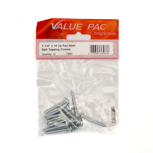 Centurion 1 1/4" x 10 Pozi Pan Head ZP Self Tapping Screws (Pack of 12) - Pack of 10
