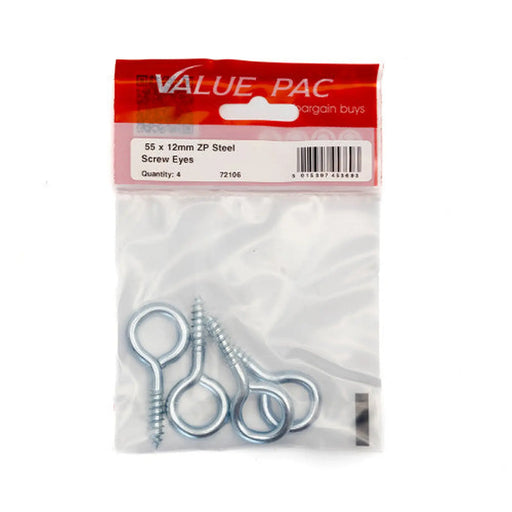 Centurion 55 x 5mm ZP Steel Screw Eyes (Pack of 4) - Pack of 10