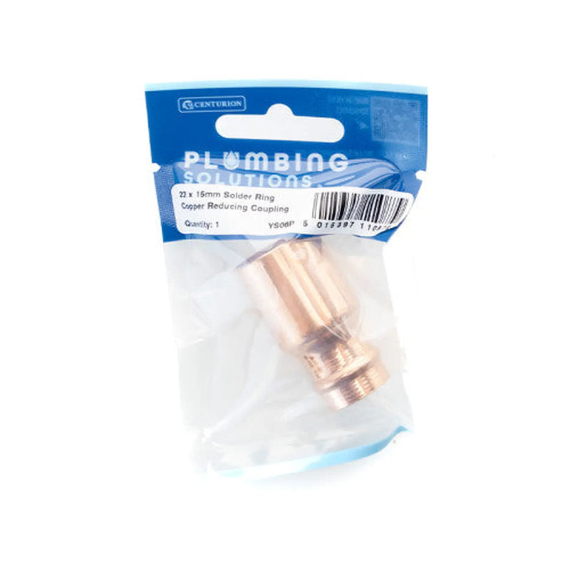 Centurion 22 x 15mm Solder Ring Copper Reducing Coupling - Pack of 5