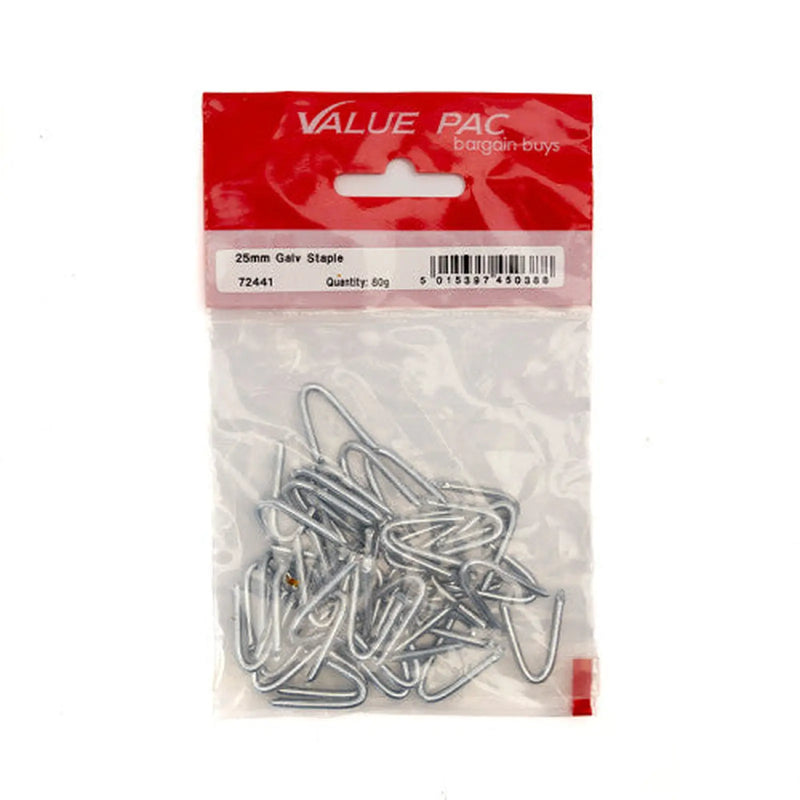 Centurion 25mm Galv Staples (80g Pack) - Pack of 10