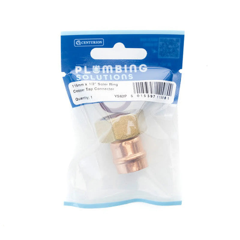 Centurion 15mm x 1/2" Solder Ring Copper Tap Connector - Pack of 5