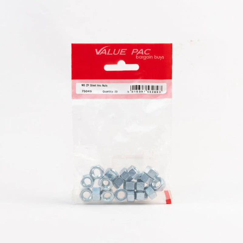 Centurion M8 ZP Steel Hex Nuts 20pk - Pack of 10