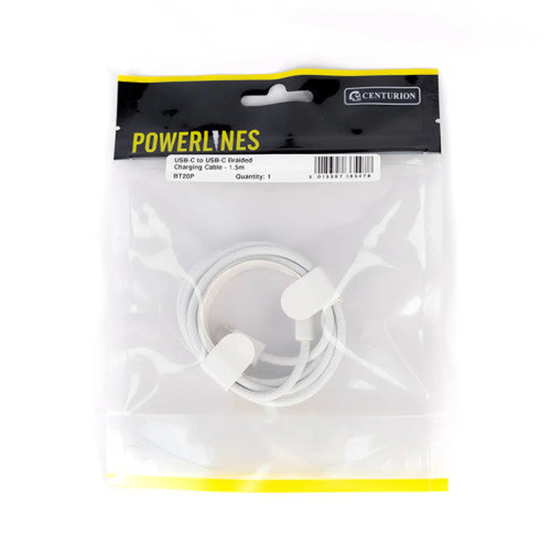 Centurion USBC-C to USB-C Braided Charging Cable – 1.5m - Pack of 5