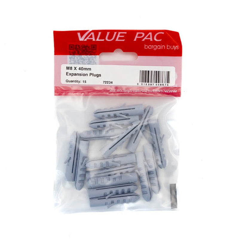 Centurion M8 x 40mm Nylon Rimless Expansion Plugs (Pack of 15) - Pack of 10