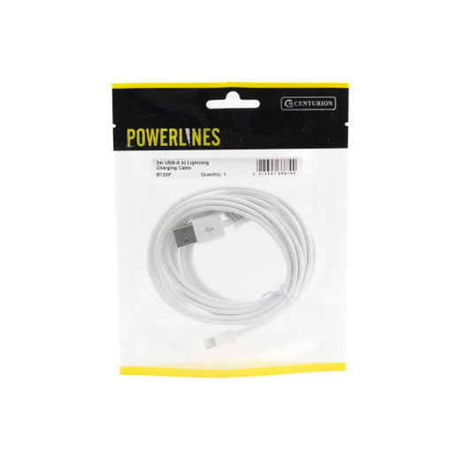 Centurion USB-A to Lightning Charging Cable - 3m - Pack of 3
