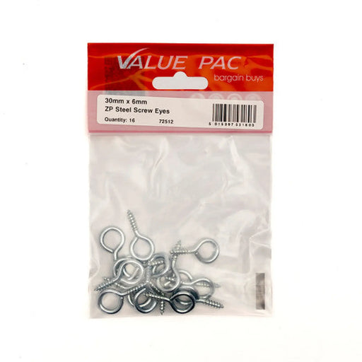 Centurion 30 x 3mm ZP Steel Screw Eyes (Pack of 16) - Pack of 10